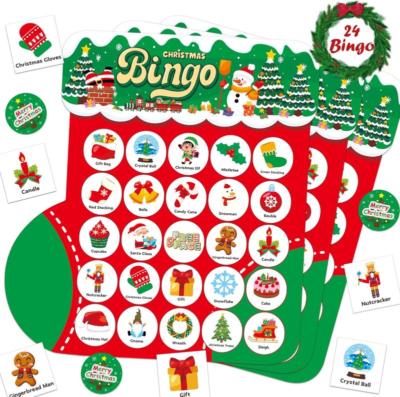 Joyful Start Socks Christmas Bingo Games, Christmas Bingo for Kids, Christmas Games for Families Classroom, Christmas Crafts for Kids Xmas Cards Party Supplies Christmas Activities - Image 1